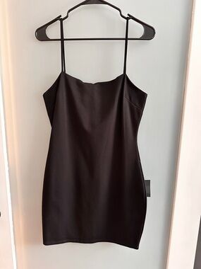 Lulu's Black Mini Slip Dress with Spaghetti Straps